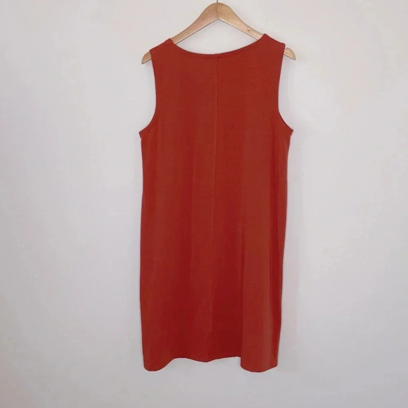 Eileen Fisher Organic Cotton Stretch Jersey Tank Dress in Earthy Orange - Picture 3 of 7
